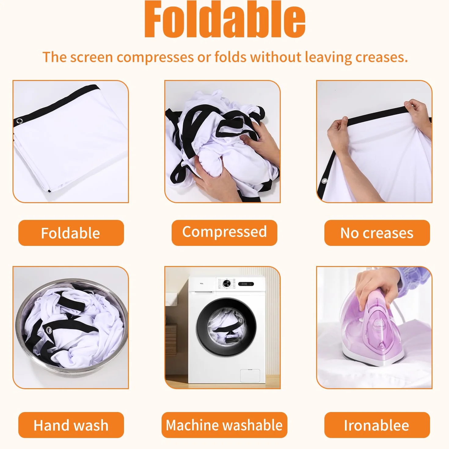 Écran de Projecteur 120 Pouces Pliable Anti-Plis Double Face pour Vidéoprojecteurs Cinéma Maison