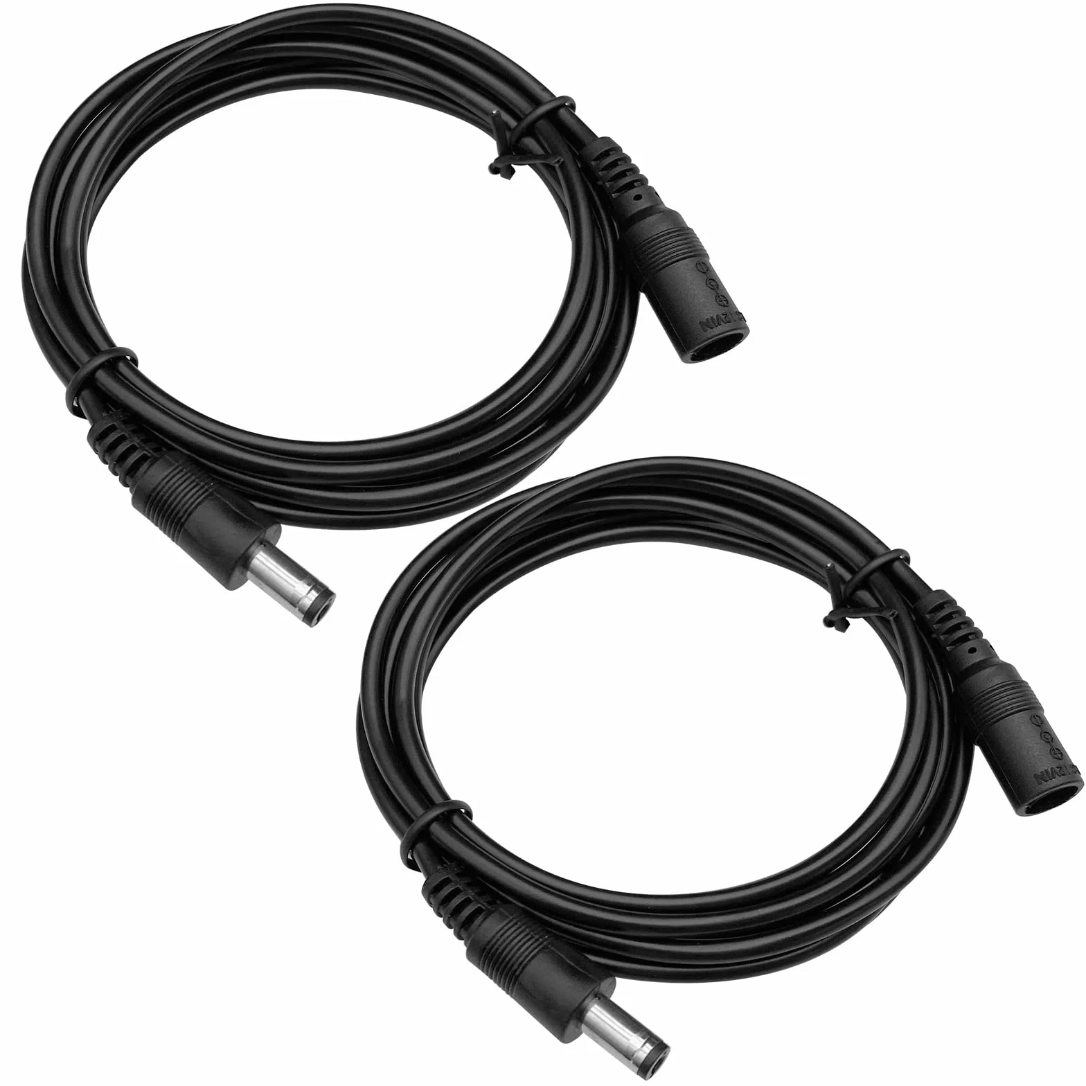 Lot de 2 câbles d'extension d'alimentation CC de 1 m, cordon d'alimentation mâle à femelle de 5,5 mm x 2,1 mm pour caméras de sécurité CCTV, bande LED, adaptateur d'alimentation 12 V CC et plus (noir)