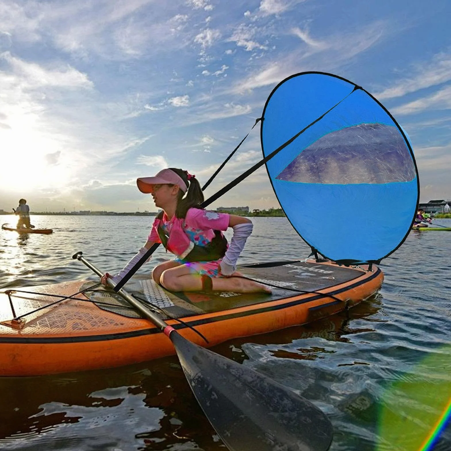 Voile à vent pour kayak pliable | Accessoire de voile de planche à voile pour pagaie