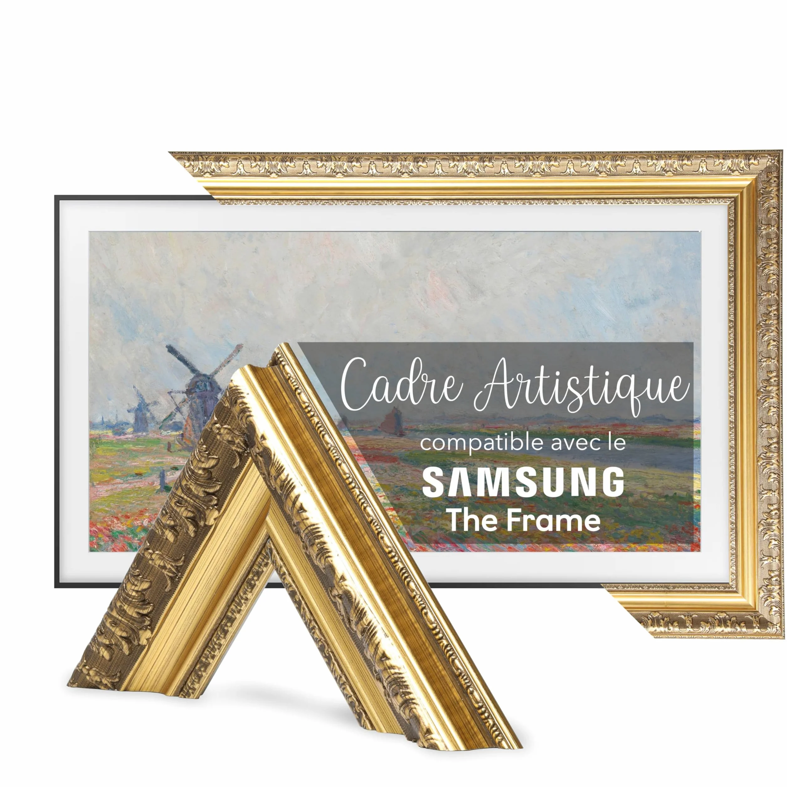 TV Guard Cadre TV pour Samsung The Frame 65 Pouces Or Rustique Compatible Mode Art