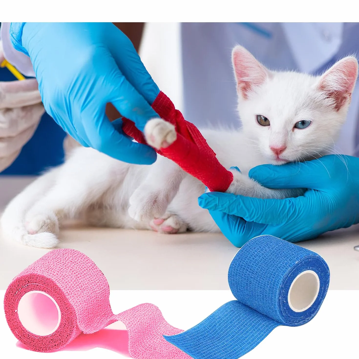 ANAMPION Bandage Autoadhésif 5cm x 4.5m Bande Cohesive pour Humains Animaux Chevilles Sports Noir 12 Rouleaux