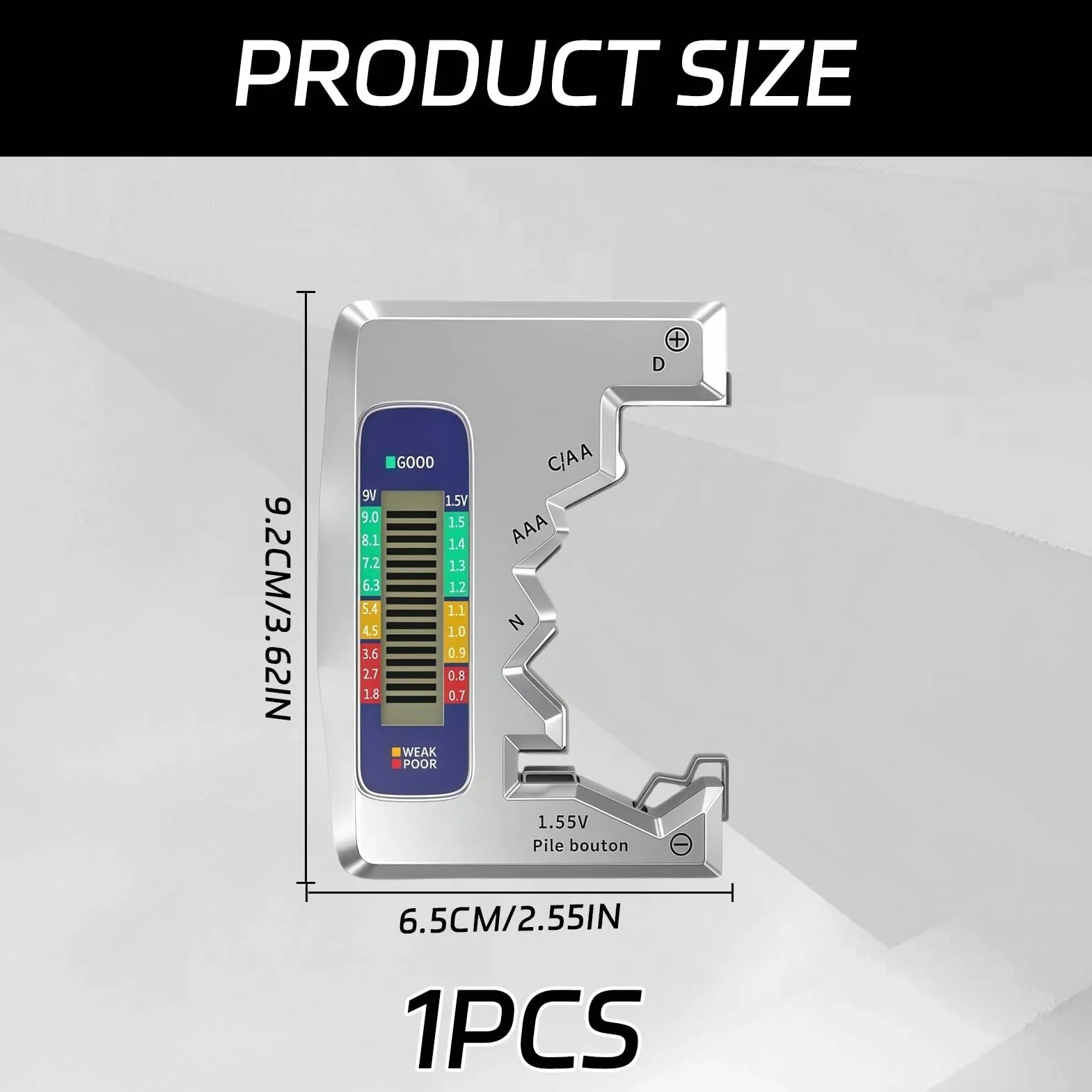Universal Battery Tester pour Piles AA AAA C D N 9V 1.5V
