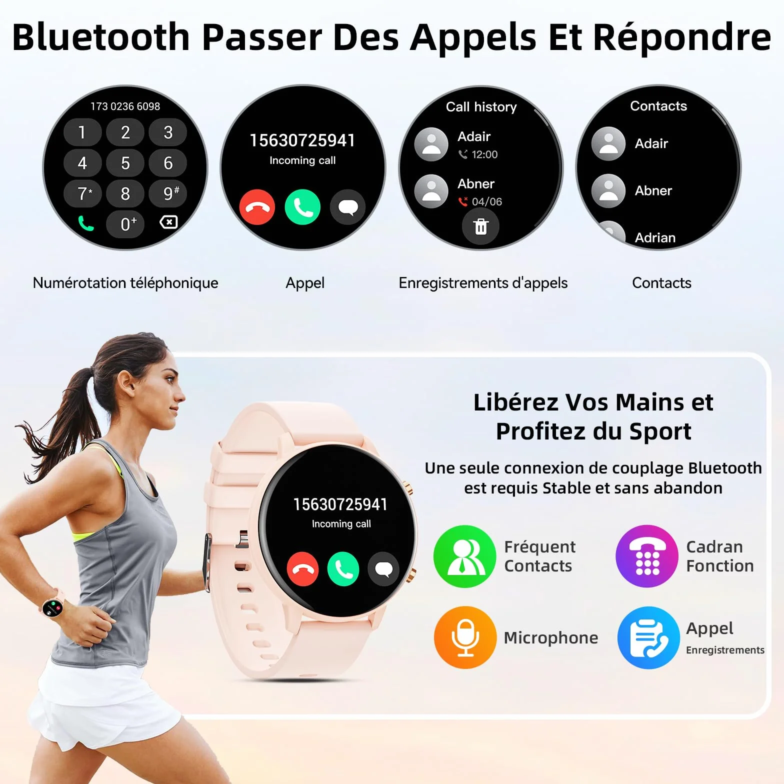 Hwagol Montre Connectée Homme Femme 1.39" Smartwatch avec Podometre, Moniteur Sommeil, avec 140+ Sportifs, Smartwatch Montre Intelligente Bracelet pour Android iOS