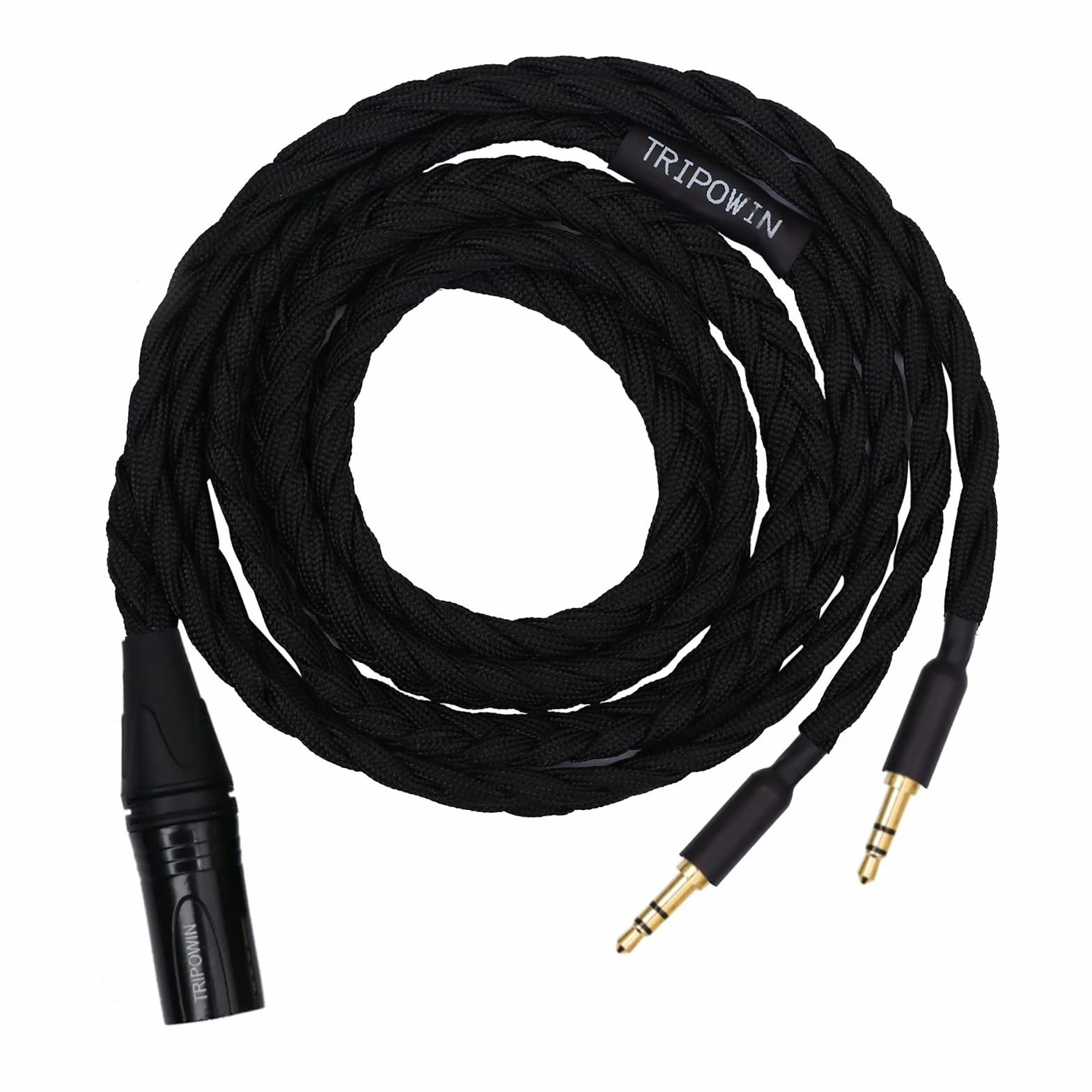 Linsoul Tripowin GranVia Câble de Remplacement Audio OFC Haute pureté amélioré pour Casques, Longueur 2 m, Double fiche 3,5 mm pour HE4XX/HE-400i/HE400se/Goldplanar(Noir,XLR)