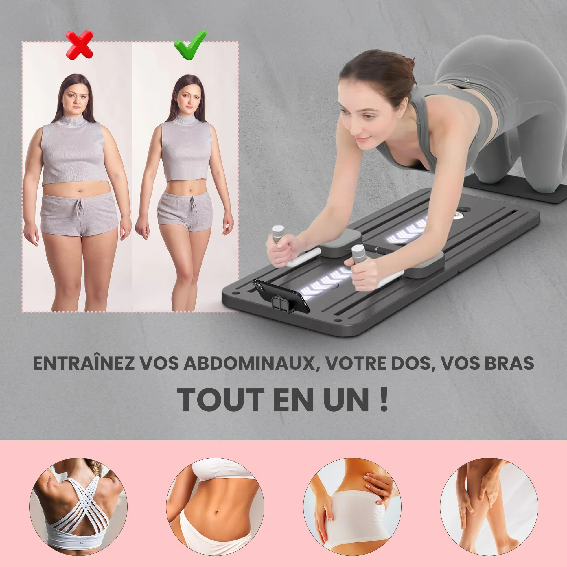 Extralink Pilates Reformer 6 en 1 Multifonctionnel Pliable Compact