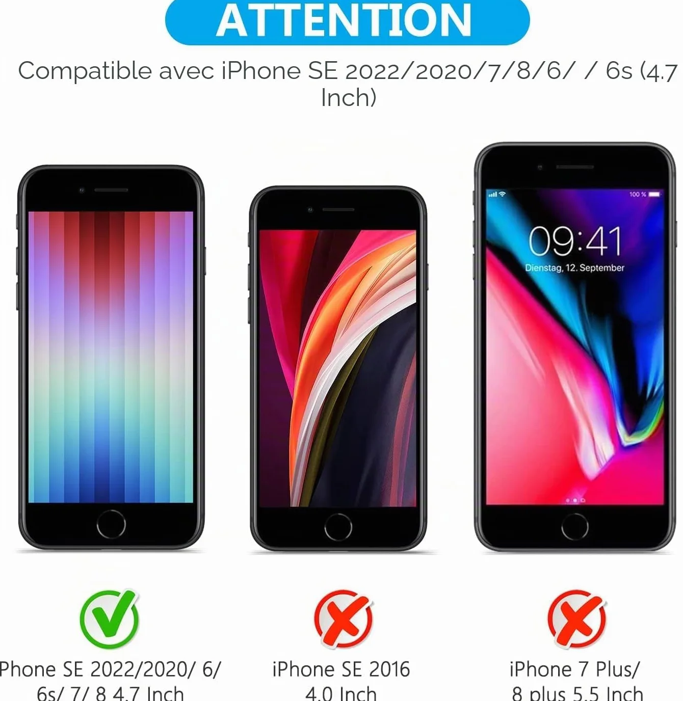 SPARIN 2 Pièces Verre Trempé Pour iPhone SE 2022/2020 et iPhone 8/7/6/6s, Film 2.5D, Protection Ecran iPhone 4.7 Pouces,9H Dureté,Sans bulles