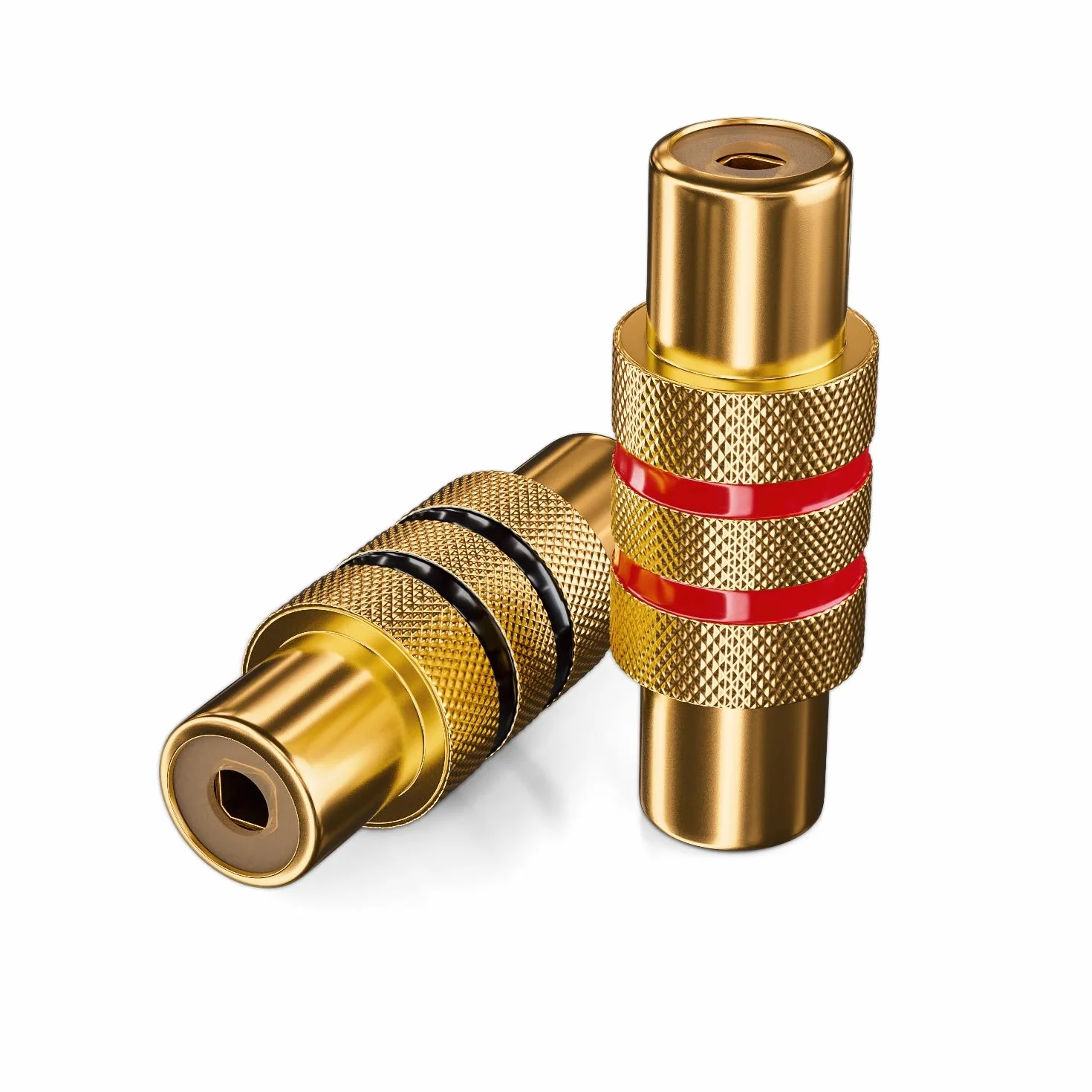 deleyCON Lot de 2 Adaptateurs RCA Cinch Femelle à Femelle Audio Vidéo Noir Rouge