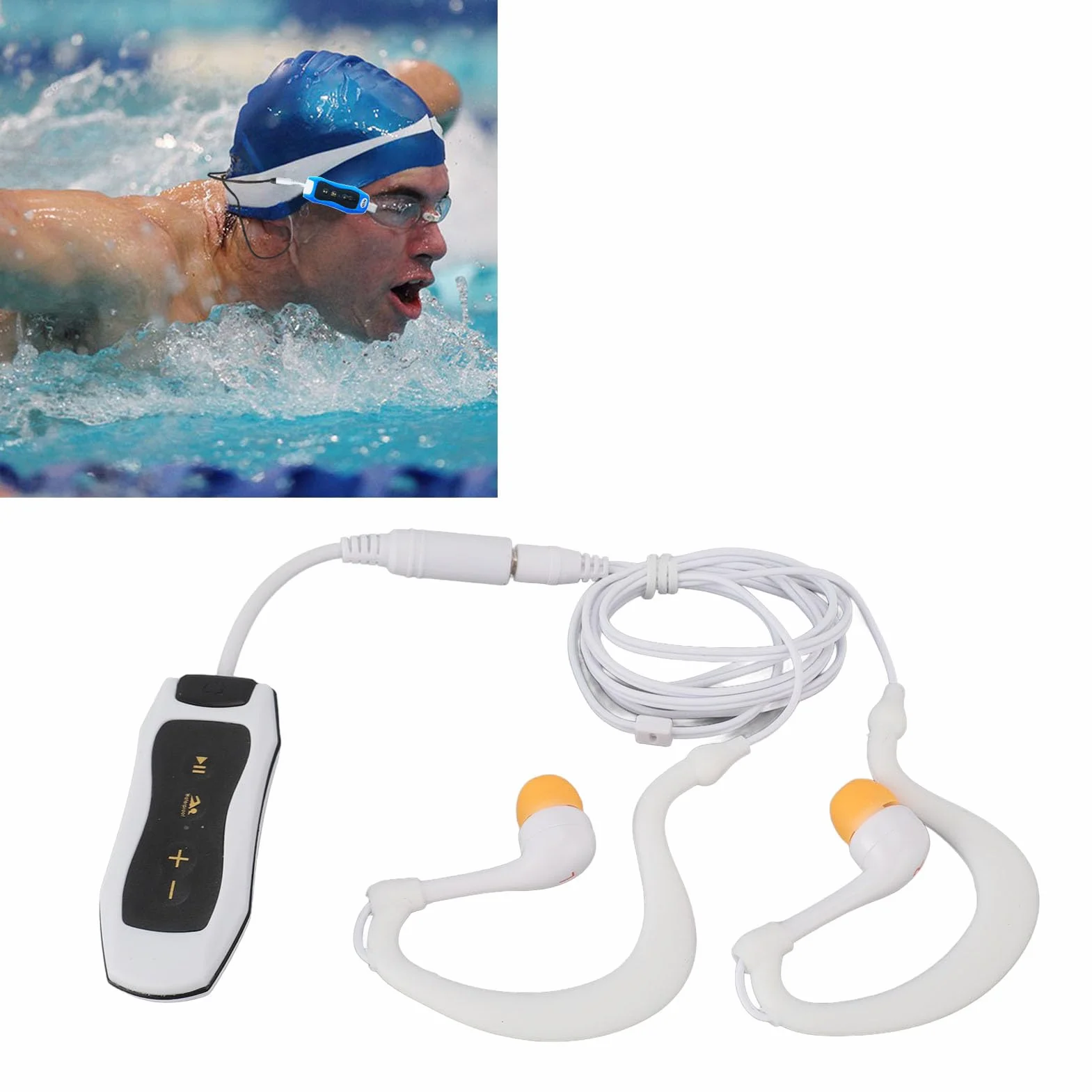 Zunate Écouteurs Lecteur MP3 sous-Marin étanche 8 Heures de Lecture Blanc