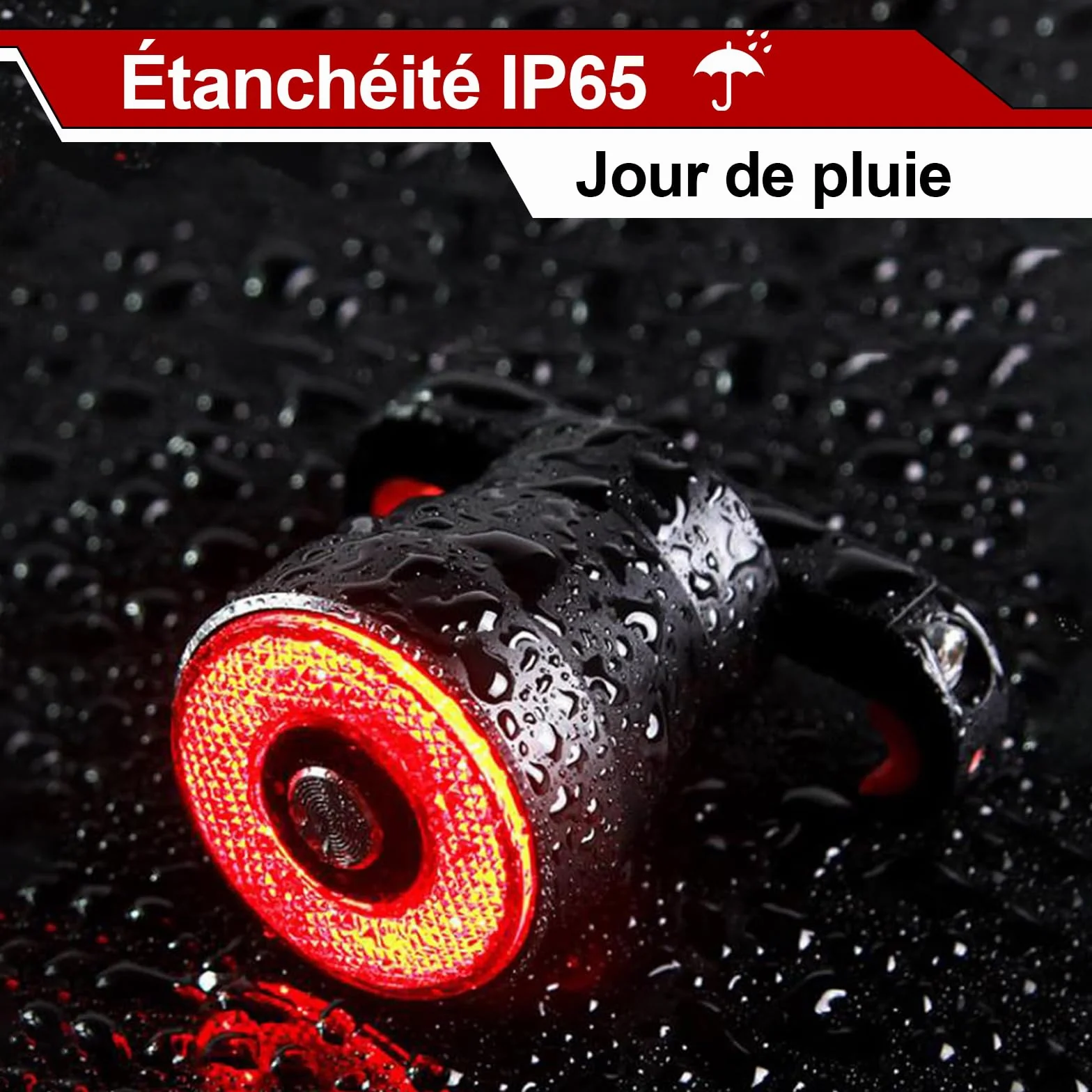 EBUYFIRE Feu arrière vélo Intelligent USB Rechargeable IPx6 Etanche 4 Modes LED