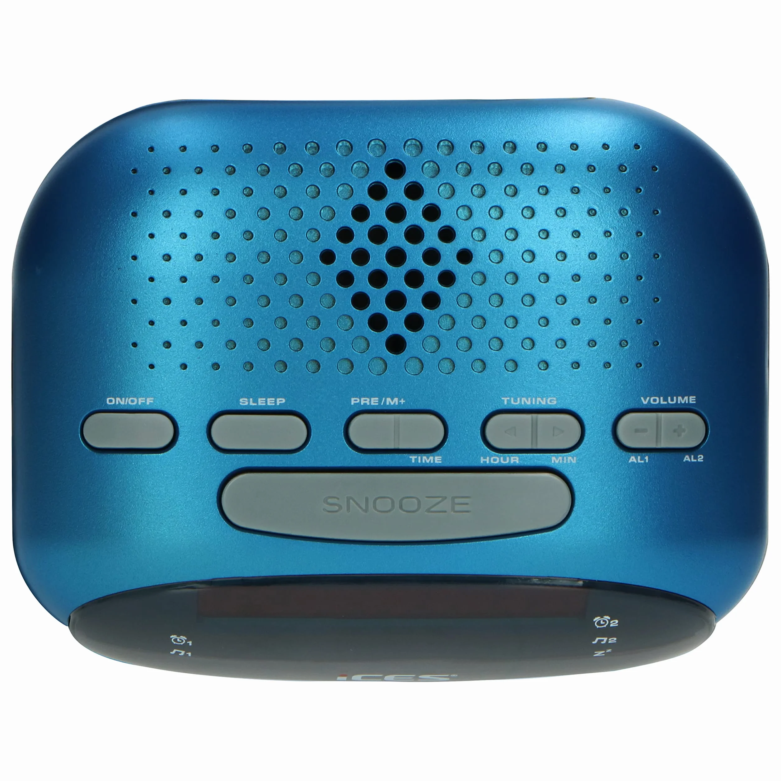 Lenco ICES ICR-210BU Reveil, Radio Réveil - FM, Tuner PLL-FM, Haut-parleurs intégrés, Radio-réveil, écran LED, Double Alarme, Fonction Snooze, Bleu