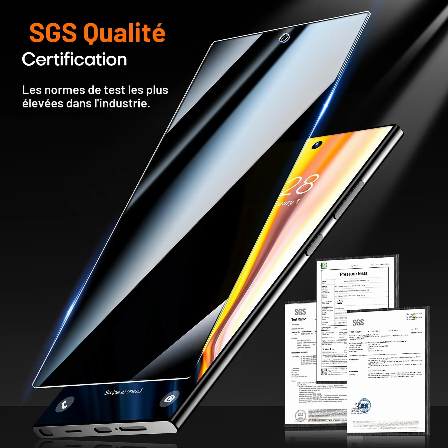LϟK Lot de 2 Verre Trempé pour Samsung Galaxy S24 Ultra Écran Anti Espion
