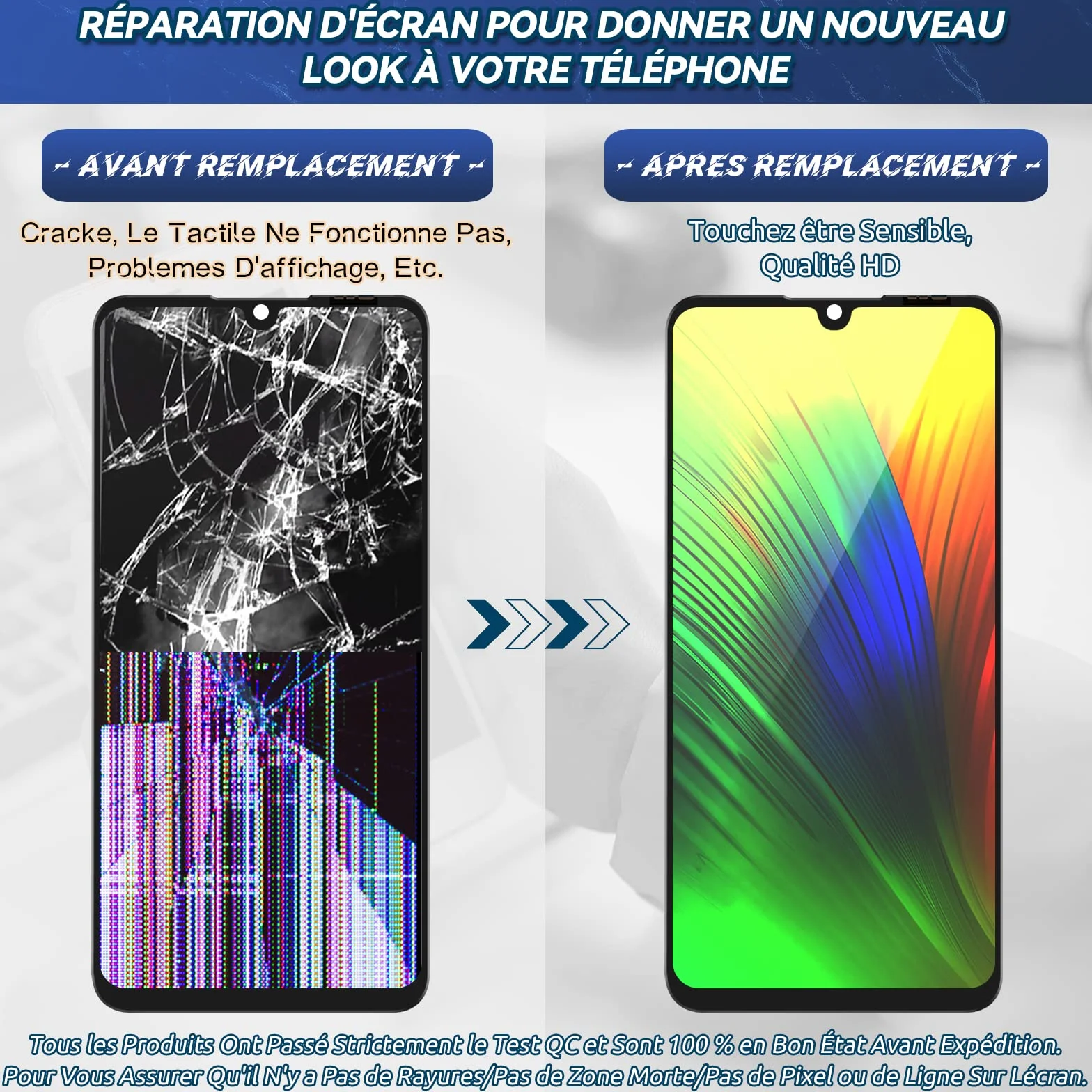 RongZy Écran de Rechange pour 6.15" Huawei P30 Lite MAR-L01A MAR-L21A MAR-LX1A Écran LCD + Vitre Numériseur Tactile Capteur Assemblé Remplacement pour P30 Lite(Noir)