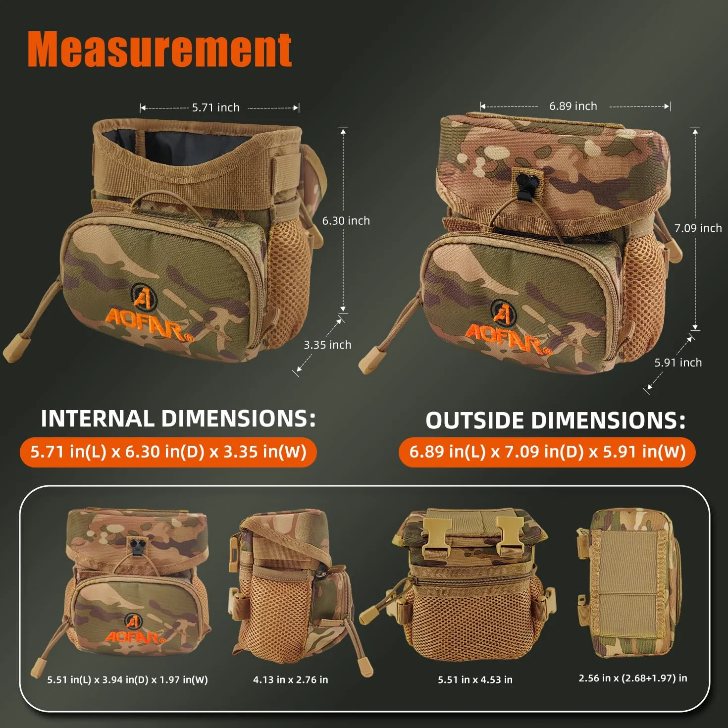AOFAR Binoculaire Harness Chest Pack avec Sangle réglable, léger, Grande capacité, Bino Case pour Chasse, Randonnée, Tir
