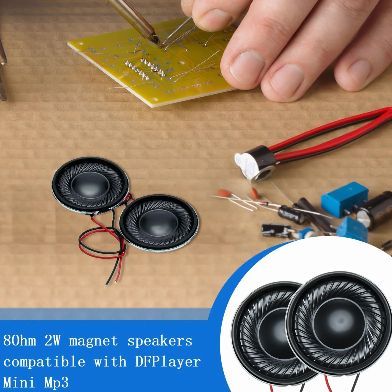Weewooday Haut-Parleurs 2W 8 Ohms à Aimant Interne Rond Coque Métallique pour Mini DVD EVD Multimédia