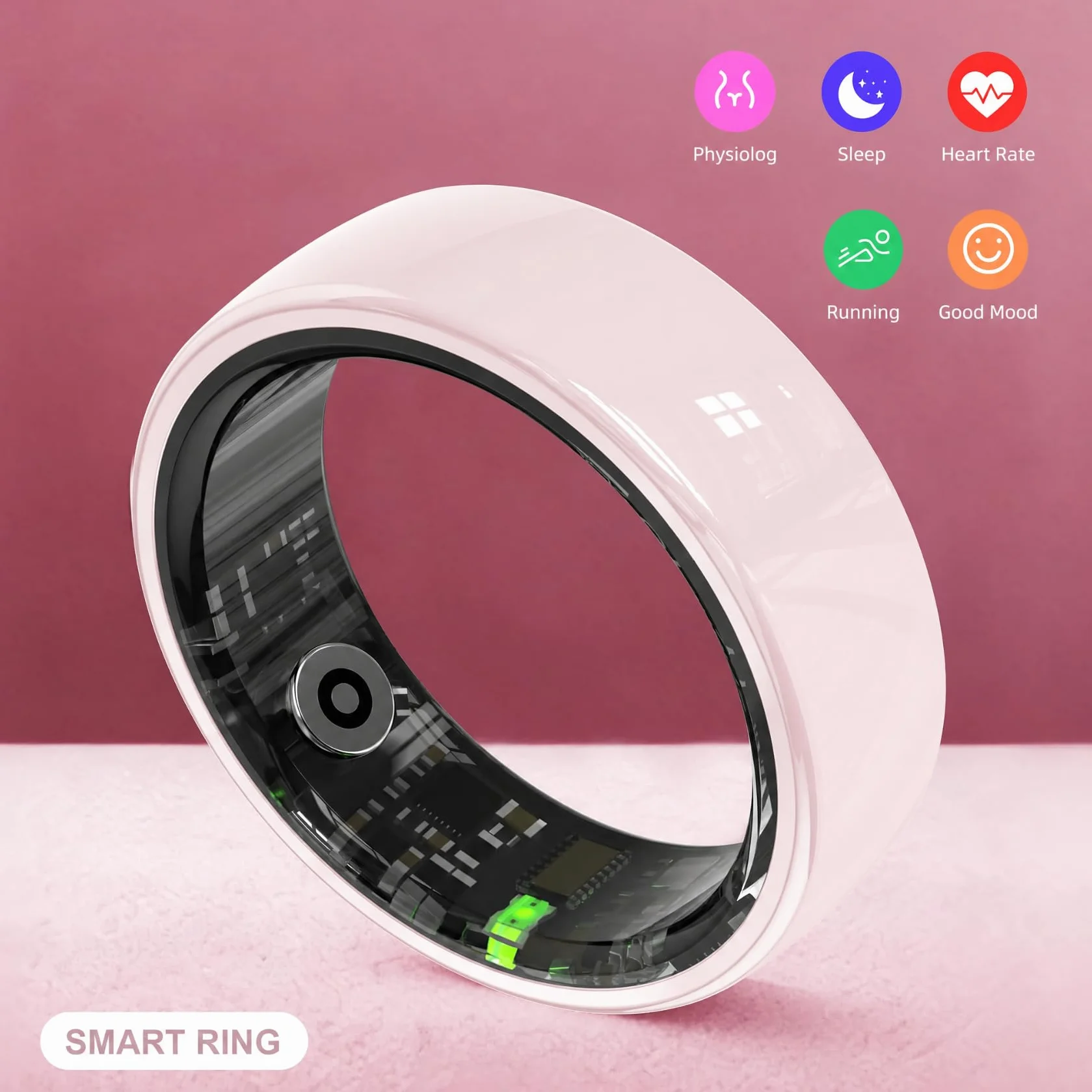 Bague Connectée Femme en Céramique – Suivi du Sommeil, Fréquence Cardiaque, Multi-Sports, Étanche 5ATM