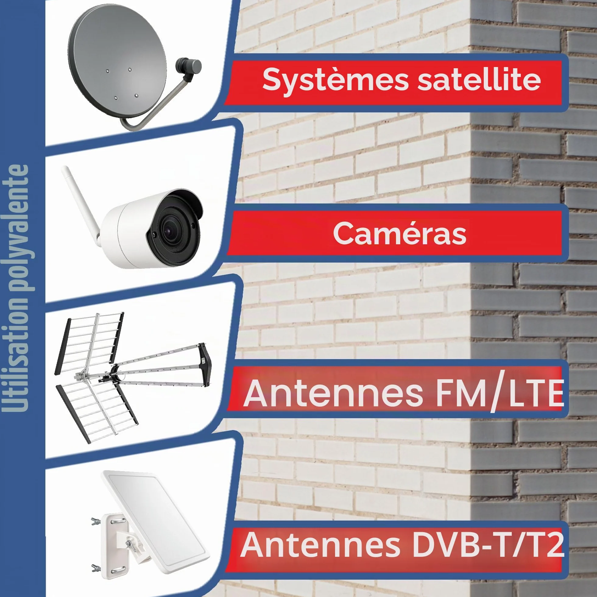 PremiumX 10-15 cm Support mural d'angle en acier galvanisé pour antenne satellite, parabole parabolique Montage mural Distance au mur 100-150 mm Ø 48 mm