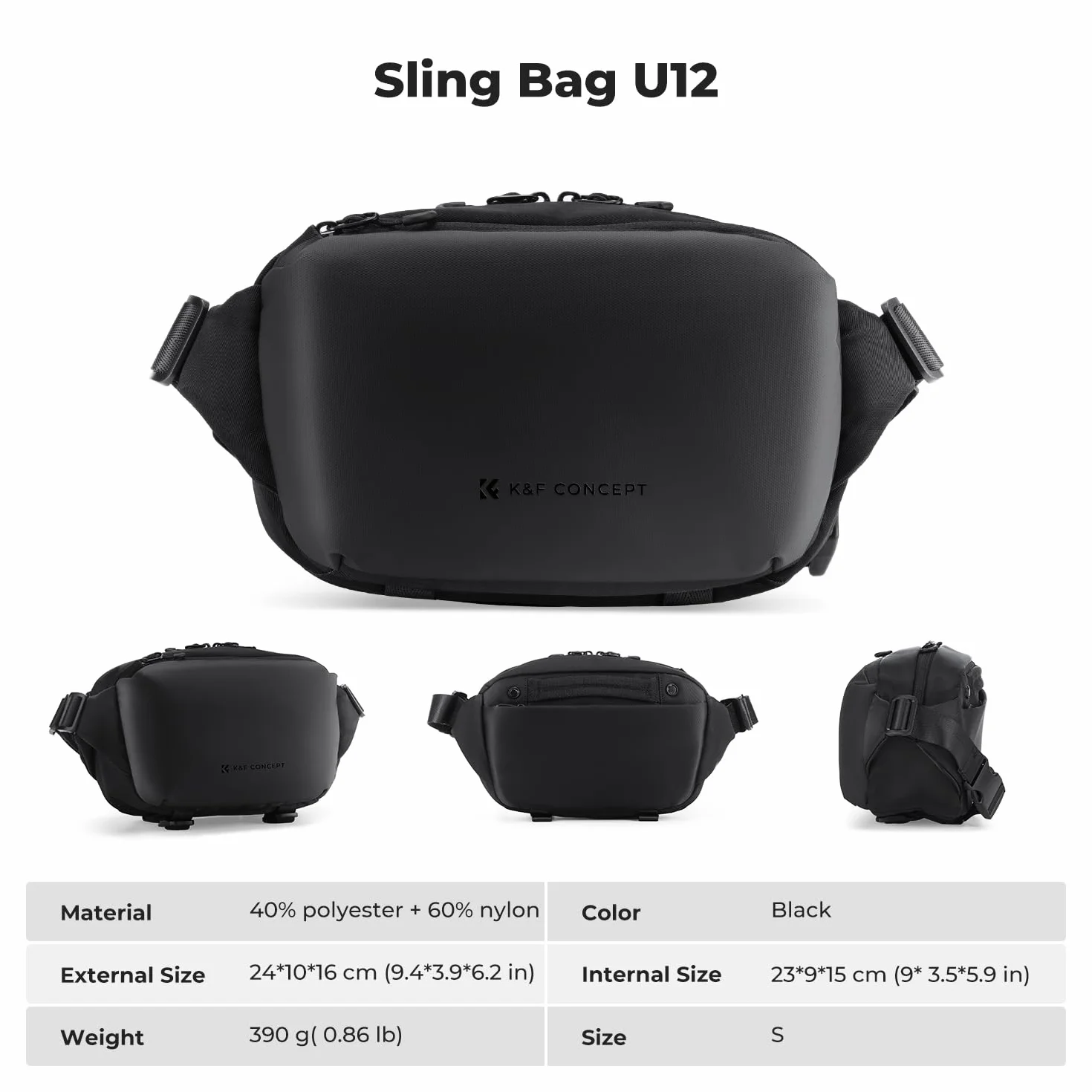 K&F CONCEPT Sac à Dos pour Appareil Photo, Sac à bandoulière Sac carré Sacs de Photographe Étui pour Appareil Photo Reflex Compatible avec Canon/Nikon/Sony/DJI Mavic Drone, Petit Taille S