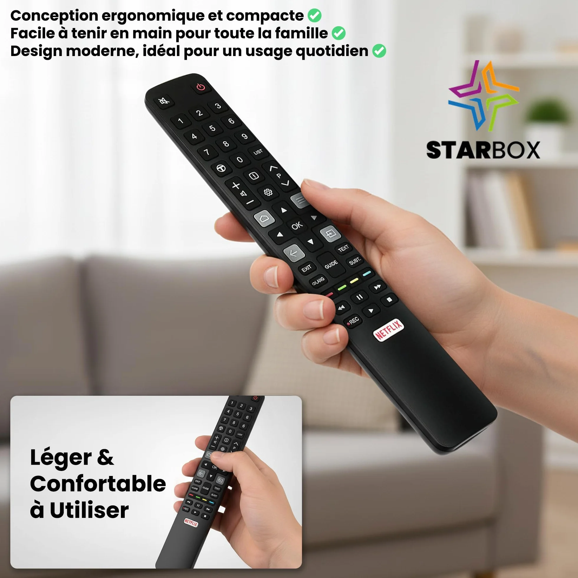 STAR BOX - Telecommande Compatible TCL ARC802N RC802N pour Thomson TCL Smart TV 4K UHD TV 32ES560 32ES580 40ES560 43EP640