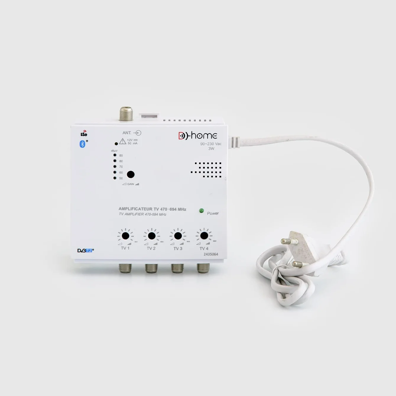 Amplificateur TV TNT Intérieur 4 Sorties 26dB Connecté Filtré 4G-5G avec App Mobile TV Finder