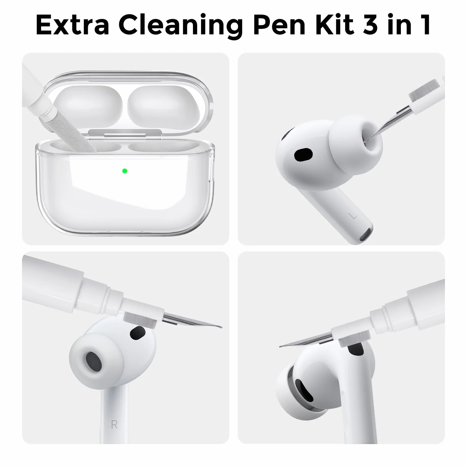 AhaStyle Transparente Coque AirPods Pro 3 (2025) avec Kit Nettoyage [Anti-Jaunissement] Étui Protection TPU Clear Housse pour AirPods Pro 3ème Génération Supportant Recharge USB-C et Recharge sans Fil