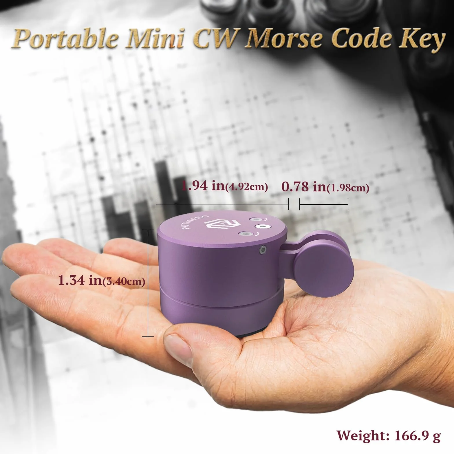 Mini clé à code morse CW double pagaie avec base magnétique pour radio amateur argent violet