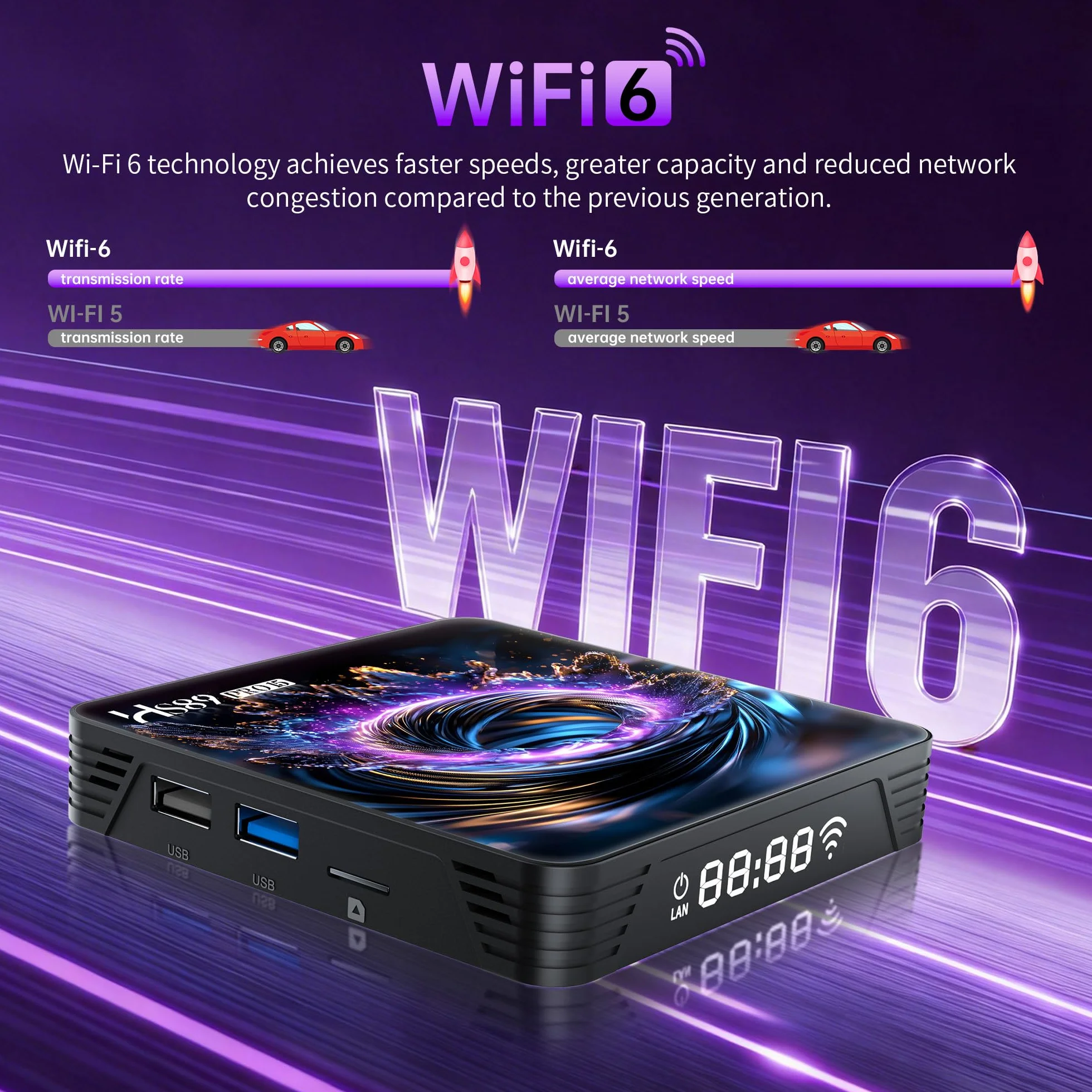 Android 14.0 TV Box, Smart TV Box with RK3539 Quad-Core 64bit Cortex-A55 Mali-G310 GPU, 2G RAM 16G ROM BT V5.4 10/100M Ethernet 4K HD 2.4G/5G Dual-Band WiFi