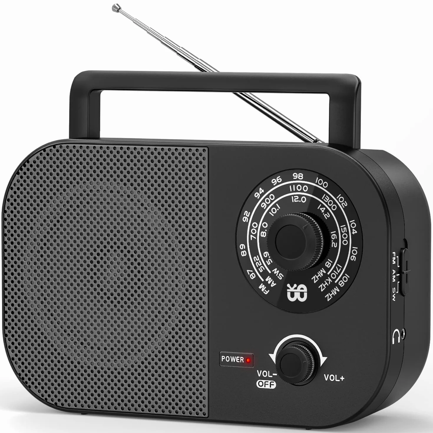 Radio Portable AM,FM,SW,FM Poste Radio Portable,Alimentée Secteur et la Batterie pour Une Réception,Haut-Parleur Intégré et Prise Casque Une Utilisation à la Maison/Extérieur/Camping/Urgence（Noir）