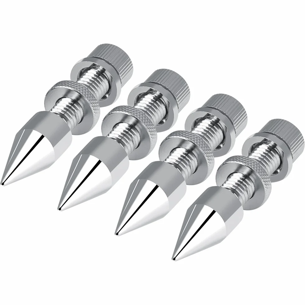 Topiky Pointes de Haut-Parleur, 4 Pcs/Paquet Cuivre Pur Haut-Parleur Spike Feet Pads Pointes d'isolation Chaussures de Protection Antichoc avec 4 Bases pour Haut-parleurs HiFi ou Cadre d'enceinte