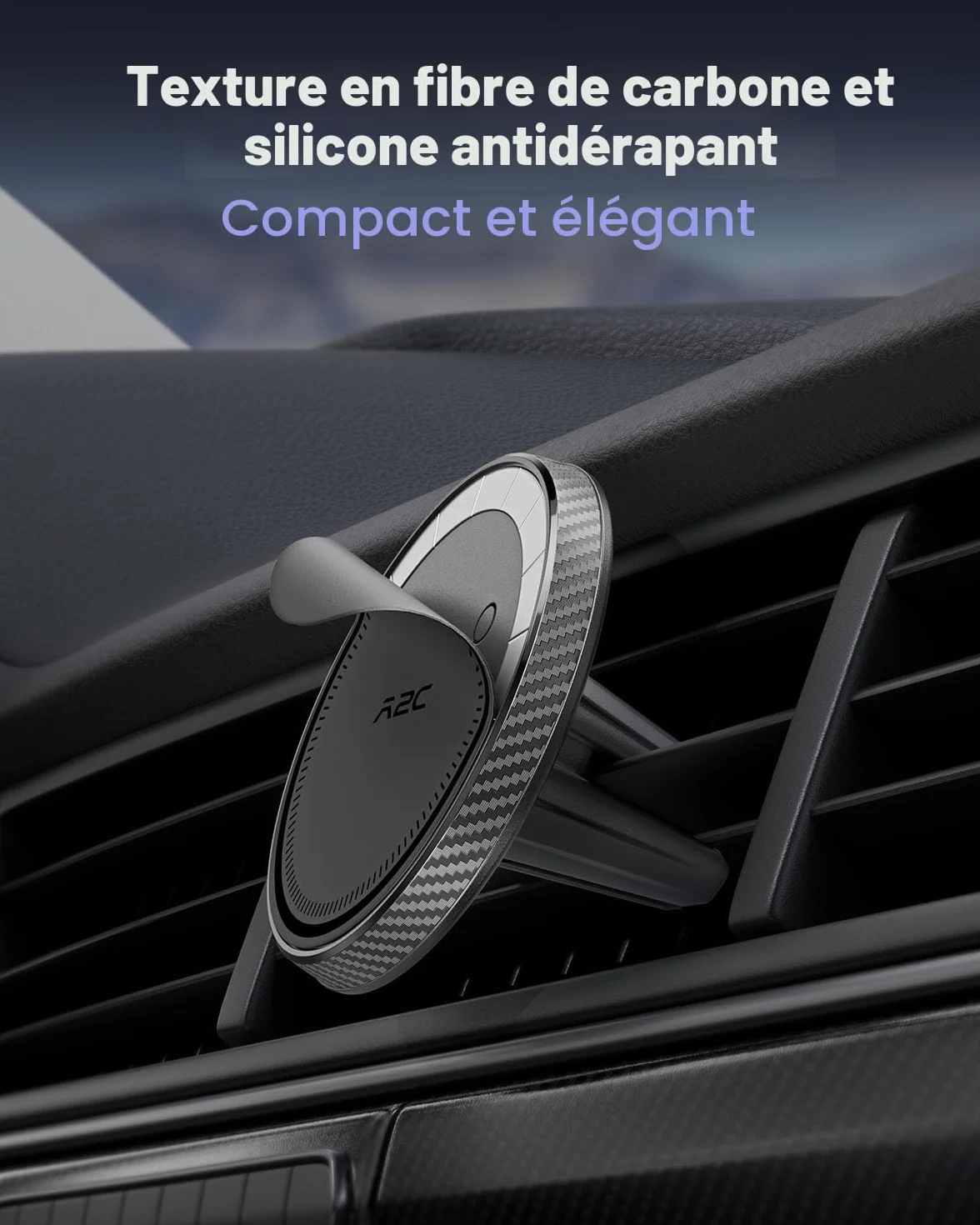 A2C Support de téléphone Portable pour Grille d'aération de Voiture Magsafe 17 x N54 magnétique et Ultra Stable - Support magnétique Universel pour Grille d'aération de Voiture - pour iPhone, Samsung