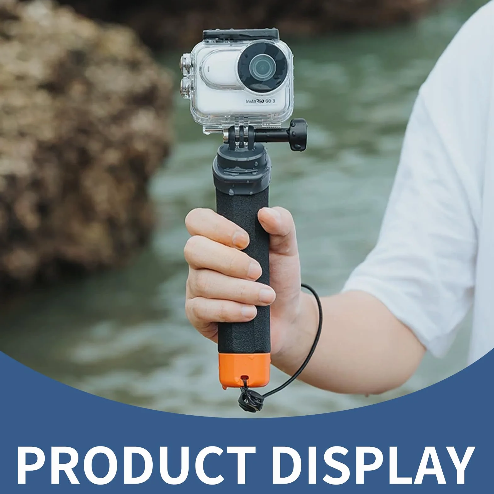 Poignée Flottante pour Caméra Sport, plongée sous-Marine Etanche Handler avec Dragonne et Corde élastique Anti-Perte pour Go Pro Hero 13/12/11/10/9/8/7/6 insta360 DJI Osmo et Autres caméras d'action