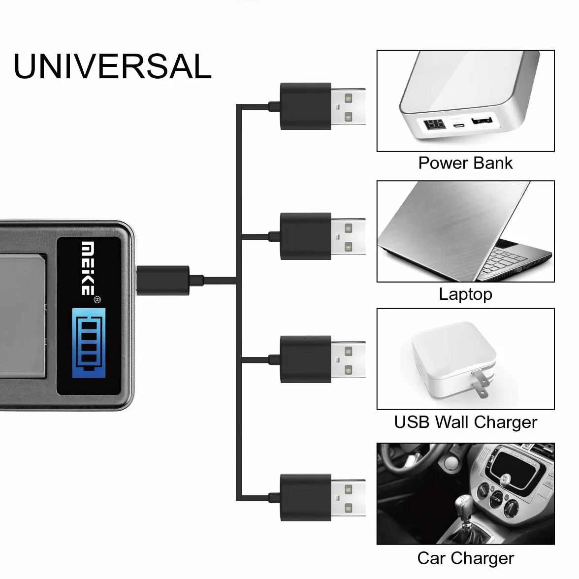 Meike MK-LC1 Chargeur de batterie Li-ion avec écran LCD pour batterie MK 420 Speedlite Series (MK-LP1)