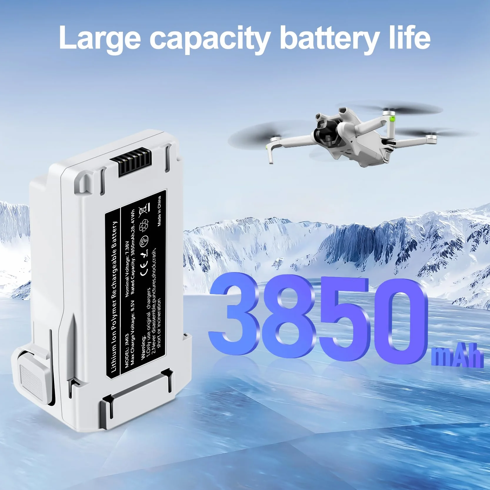 Mini 3 Series Batterie 1 pièce 7.38V 3850mAh Batterie de vol Intelligente (51 Minutes d'autonomie maximale) Entièrement Compatible avec Les Drones DJI Mini 4 Pro/3 Pro/3