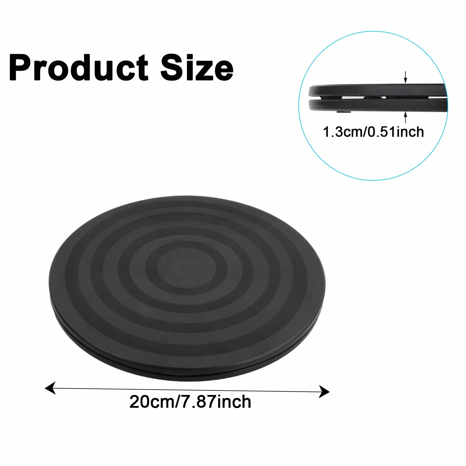 20cm Support Plaque Tournant Rotatif, 360° Pivotant Plateau Tournante avec Roulements à Billes en Acier, Heavy Duty Tourne-Disque Rond Rotatif pour TV Artisanat Plantes à Bonsaï, Noir