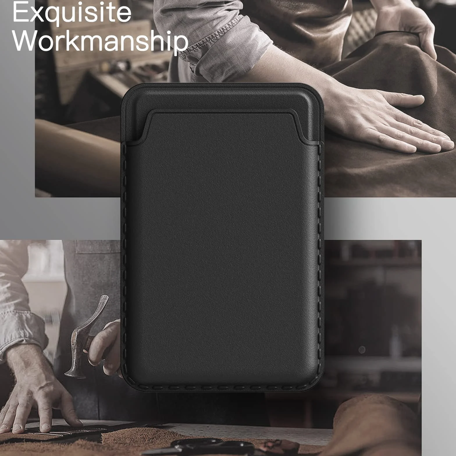 JETech Magnétique Portefeuille Compatible MagSafe iPhone 17/17e/Air/16/15/14/13/12 Séries Porte-Cartes PU Noir