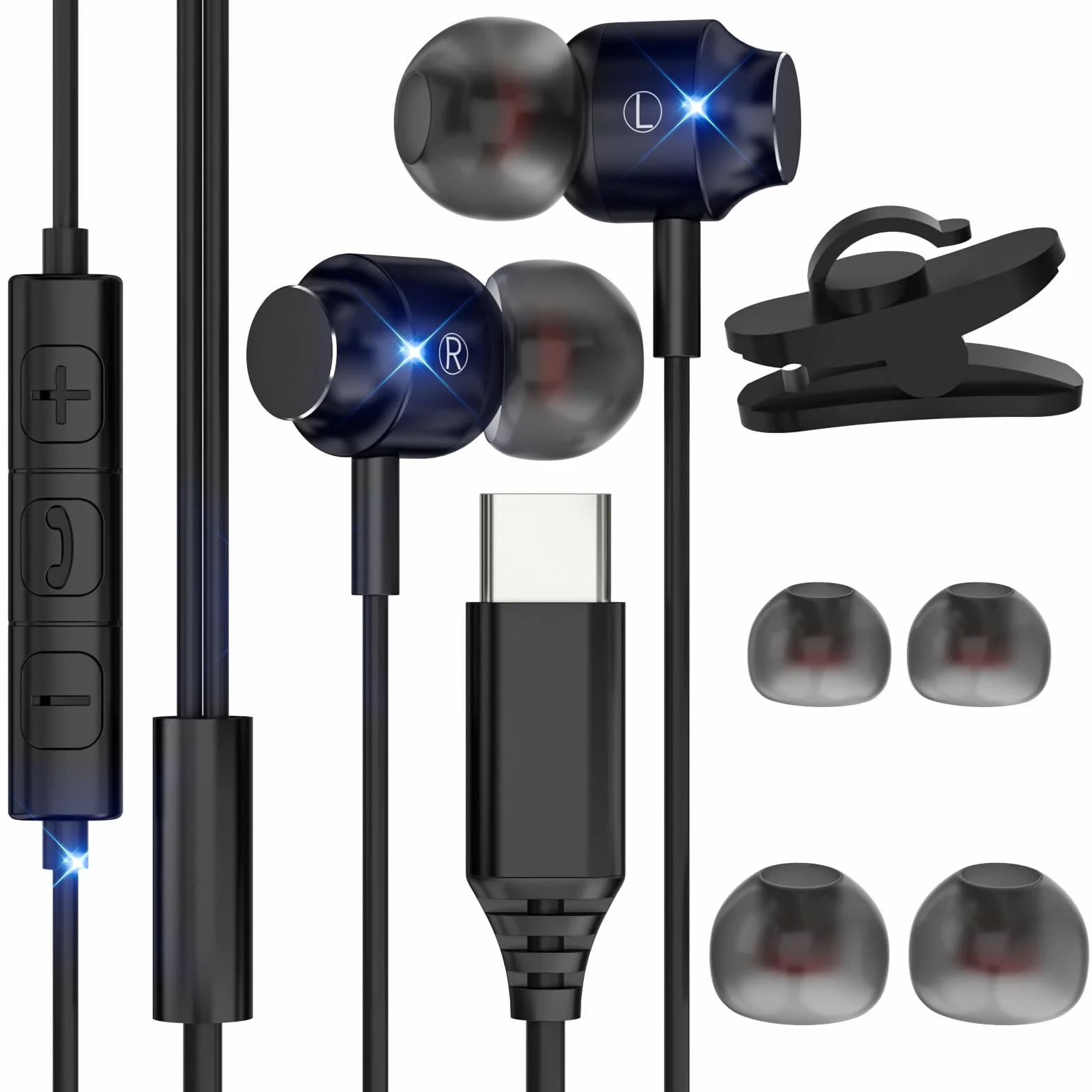 Écouteurs USB C pour Samsung Galaxy S23 S22 Ultra S24 S21 A53 A33 5G,HiFi Stéréo Magnétique Ecouteurs Filaire USB C avec MICR, pour iPhone 15 Pro Max Huawei P60 Pixel 8 7 Pro 6a iPad 10 iPad Air 5