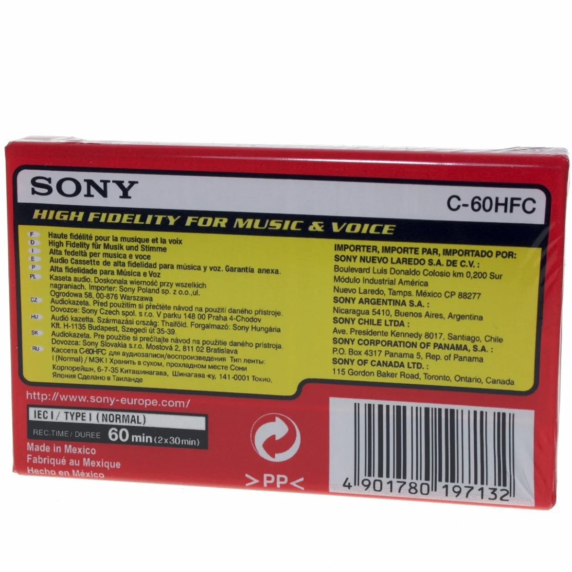 Sony Cassette Audio HF 60 Minutes Type 1 Normal Position C60HF