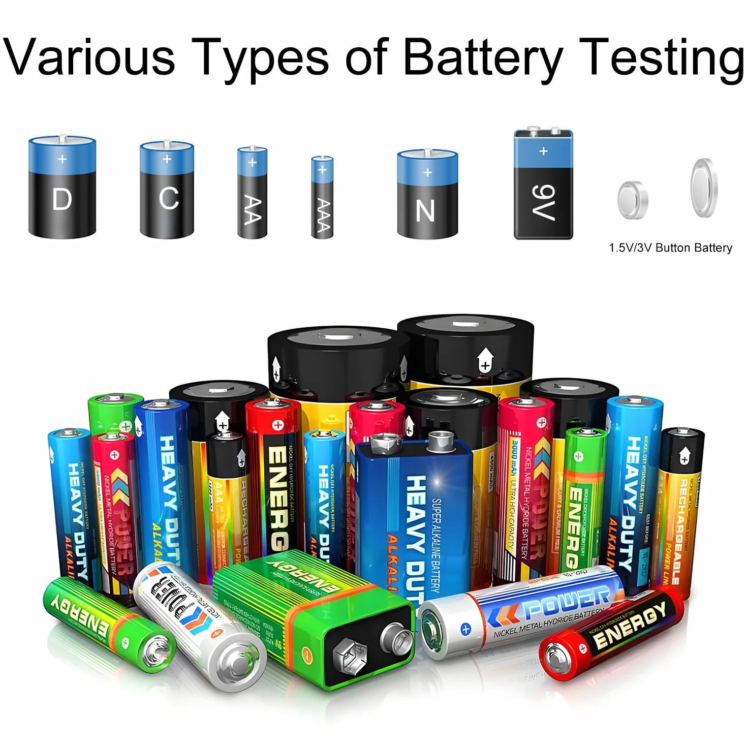 Testeur de Piles Universel Numérique pour AA AAA C D 9V 1.5V