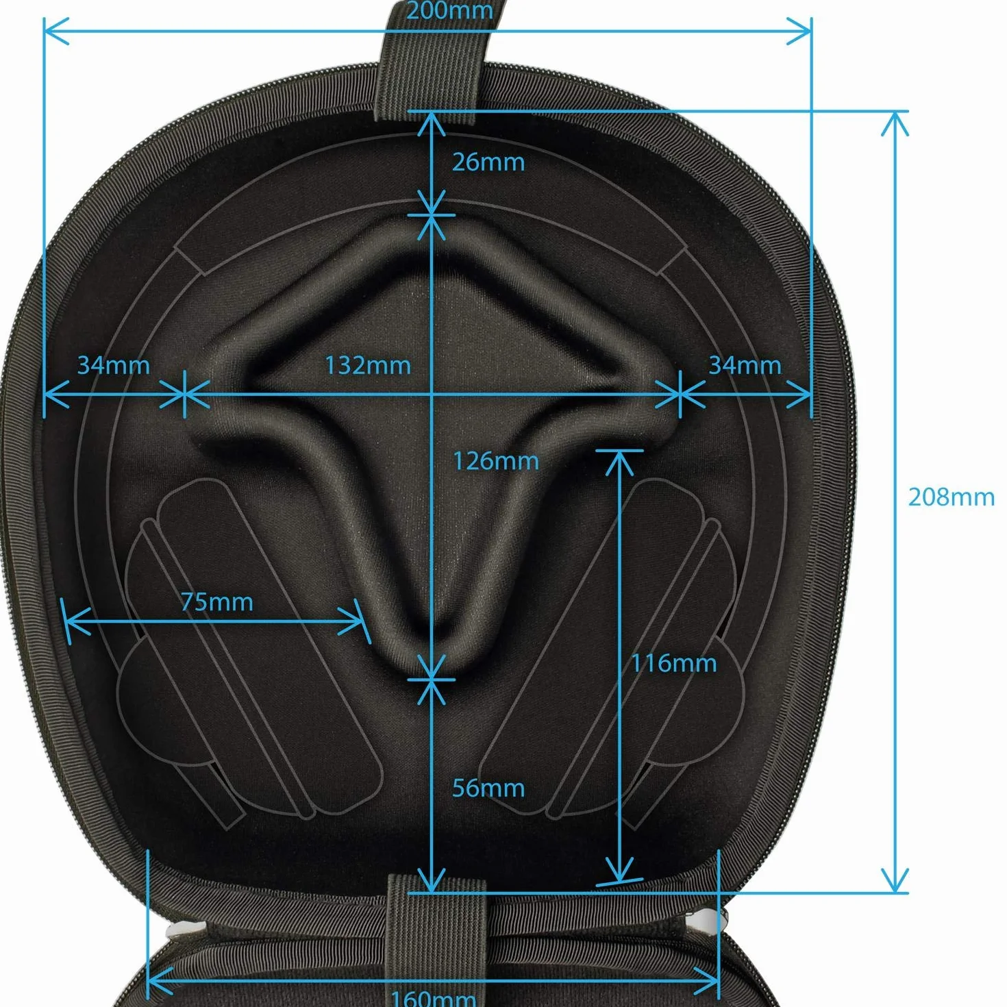 iGadgitz U3804 EVA Etui Housse Rigide de Rangement Casque Headphones 21.5 x 20.5cm Noir