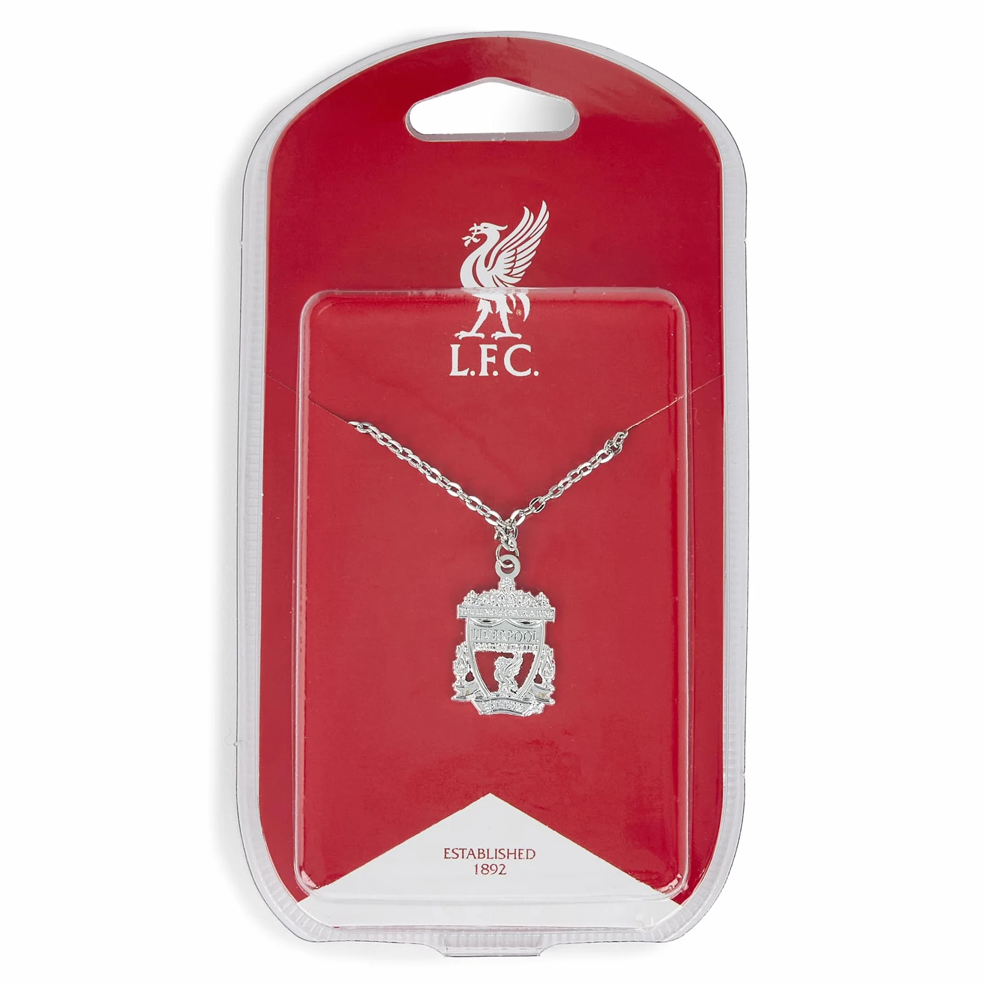 Licencjonowany naszyjnik FC Liverpool z zawieszką herb, łańcuszek srebrzony, akcesorium LFC dla mężczyzn