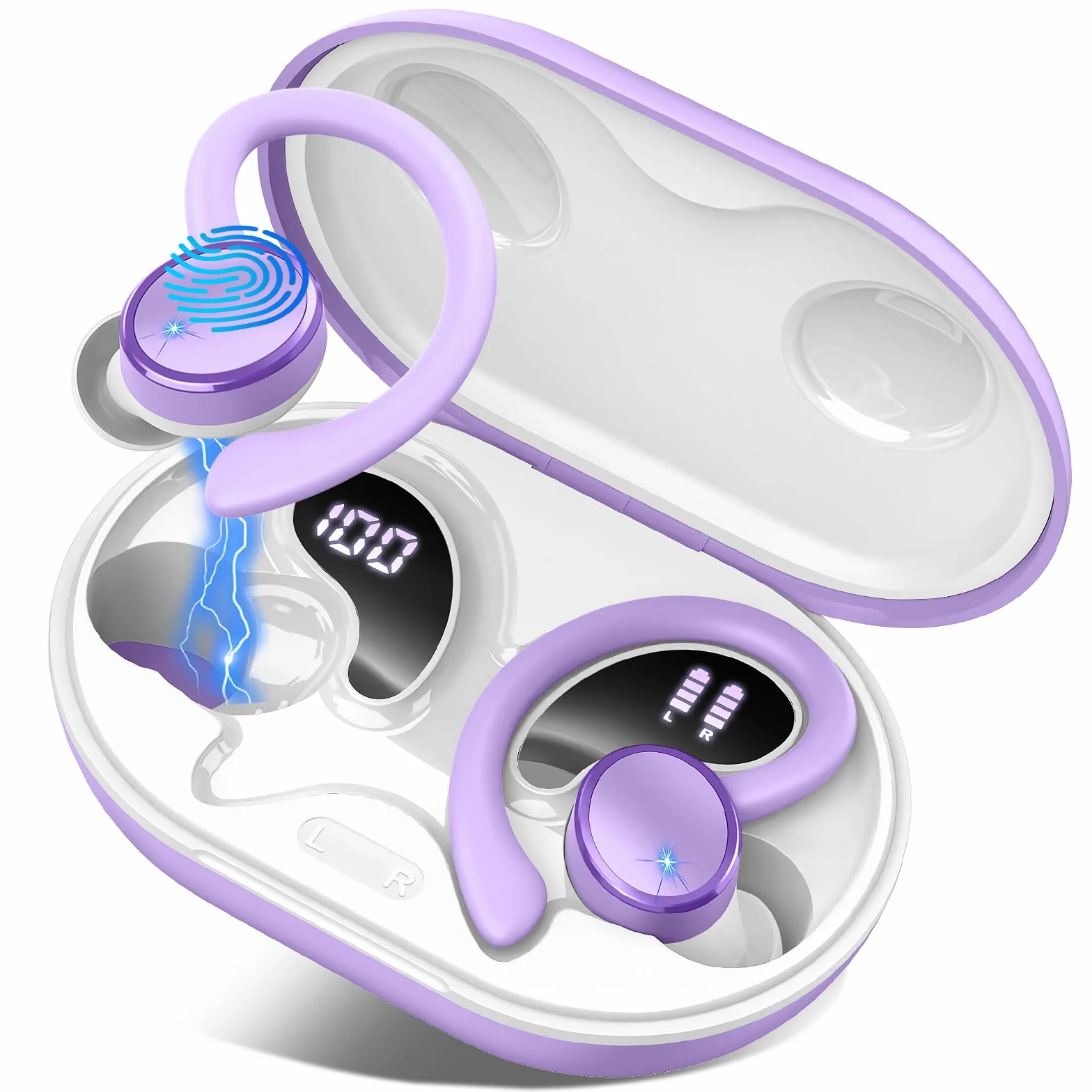 Matast Écouteurs sans fil de sport, 50H Casque sans fil Bluetooth, 2026 Casques sans fil Bluetooth, écouteurs Bluetooth 5.4 HiFi stéréo