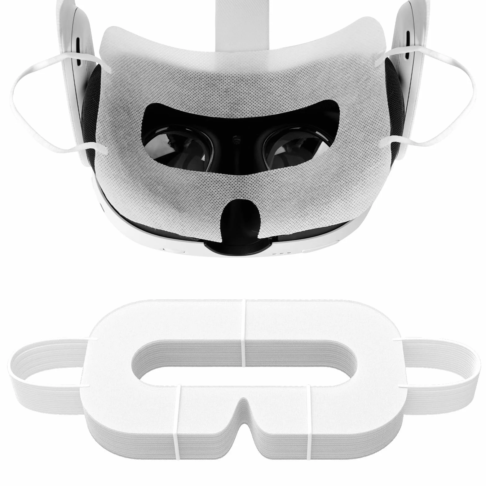 Geekria Lot de 100 Masques VR jetables compatibles Meta Quest 3, Quest 2, Quest Pro, PSVR 2, PICO 3, PICO 4, Protection des Yeux VR Blanc