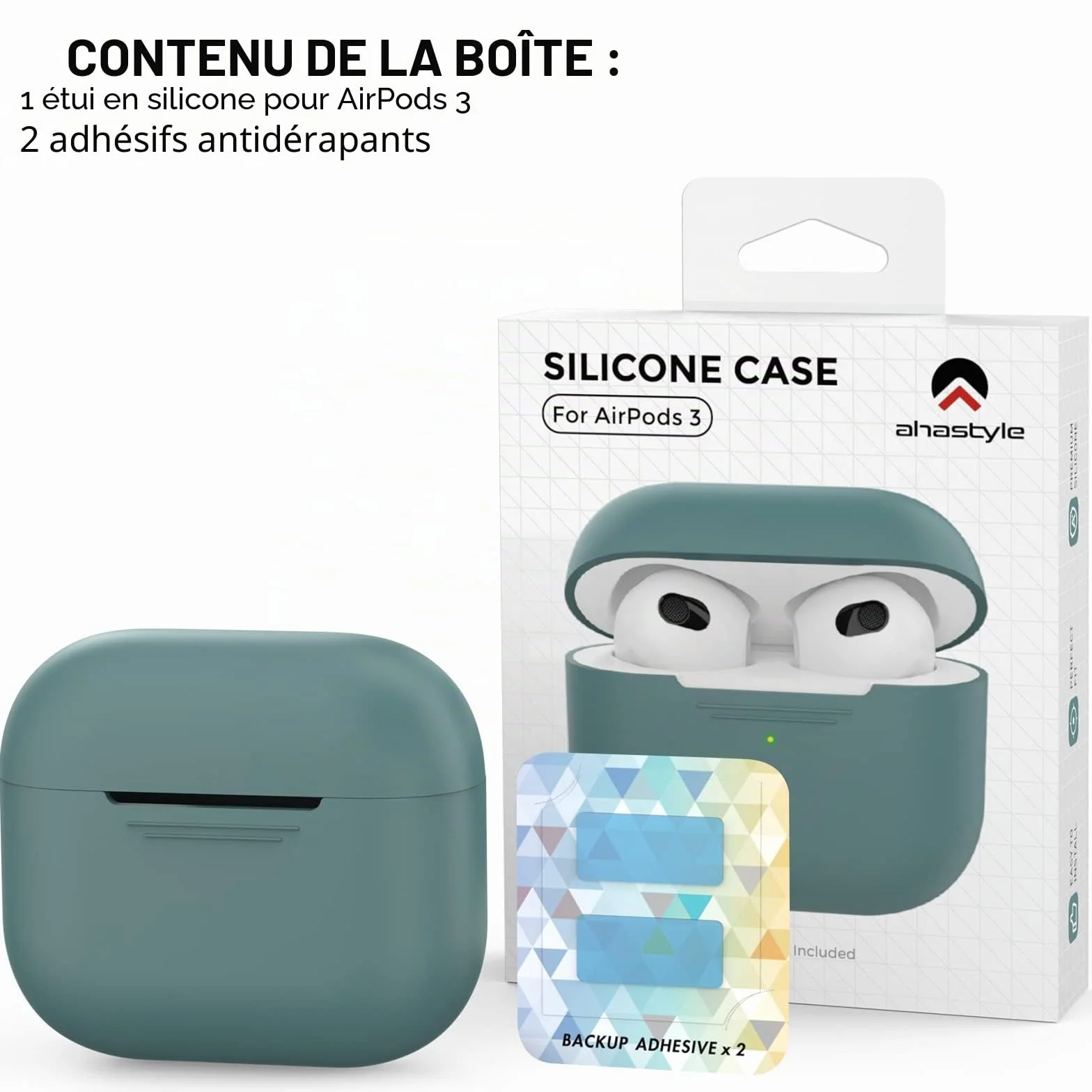 AhaStyle Coque AirPods 3, Étui en Silicone Souple Antichoc pour Apple AirPods 3ᵉ Génération 2021 (Pine Green)
