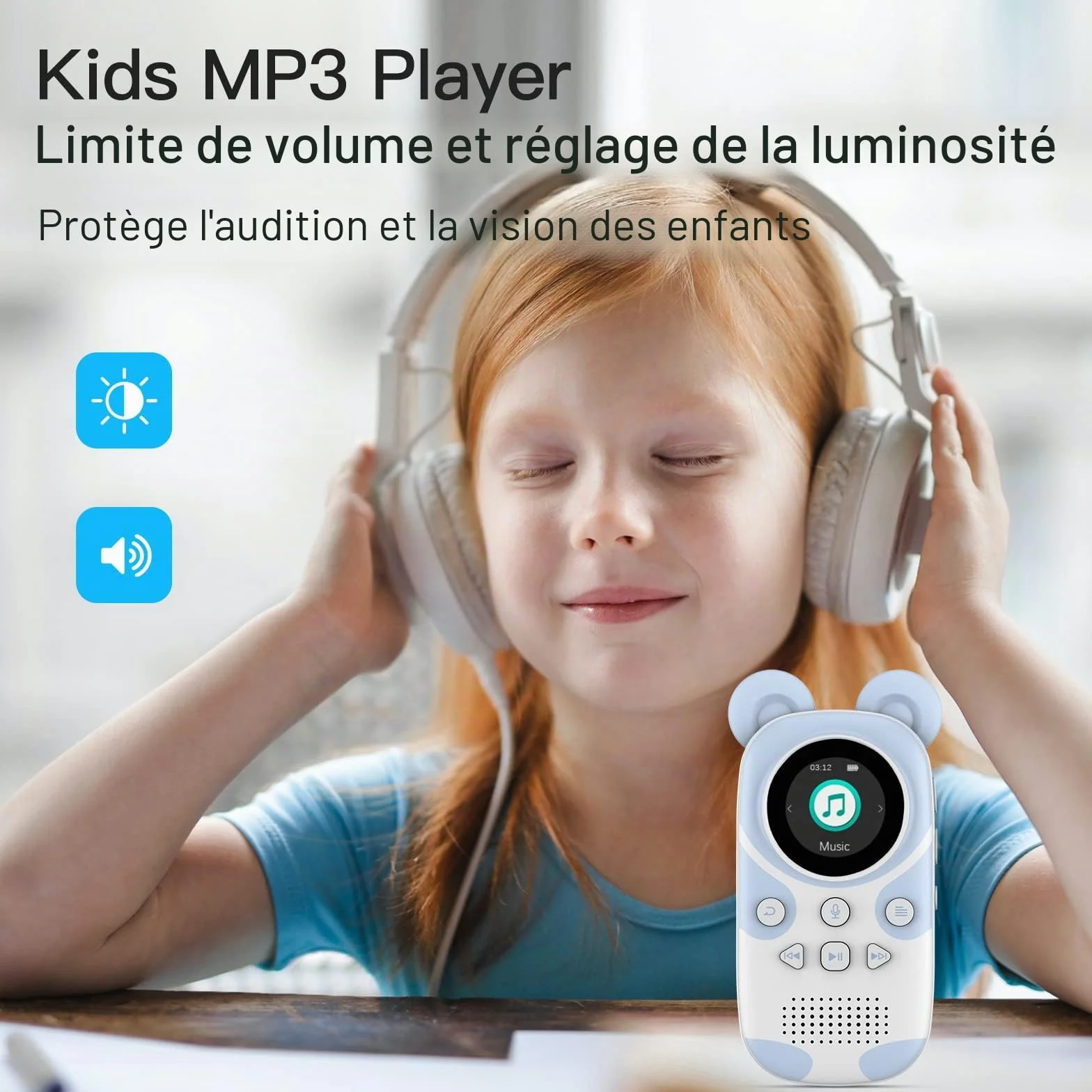 Lecteur MP3 Enfants Bluetooth 5.3 64GB avec Radio FM, Réveil, Enregistrement, Chronomètre