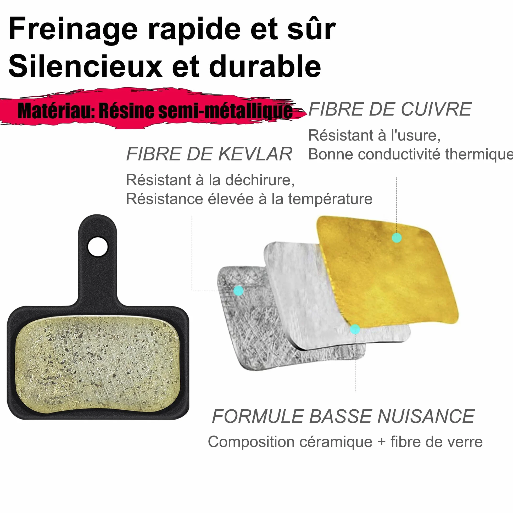 Lot de 4 Plaquettes de Frein pour Vélo B01S, Disques de Frein Haute Performance pour Deore, TRP, Tektro