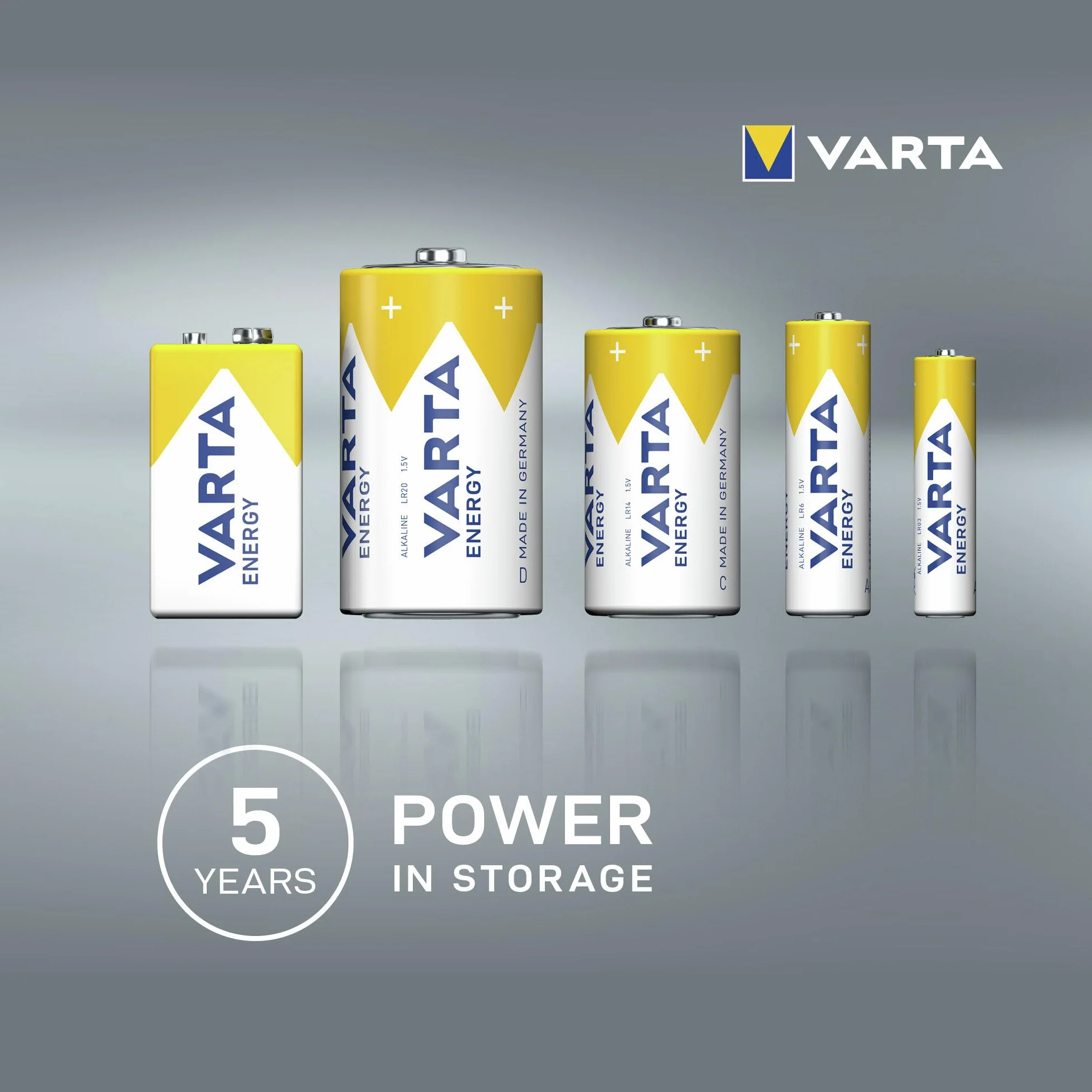 VARTA Piles AA, lot de 12, Energy, Alcalines, 1,5V, Cube, emballage recyclé à 90%, pour des besoins de base simples, Made in Germany