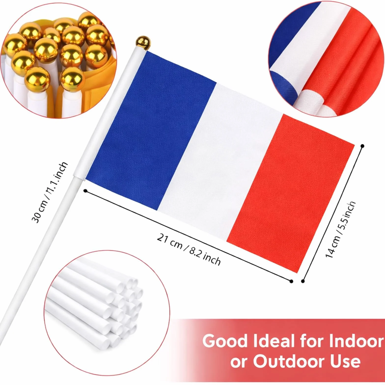 48 Drapeaux WM de football 2026 avec bâtons 14x21 cm Set supporters Coupe du monde 2026