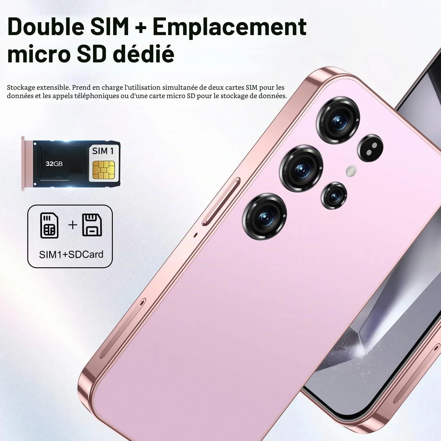 Mini smartphone pour enfants 4,0 pouces écran HD 3 Go RAM 32 Go ROM 4G Dual SIM Android 10.0 WiFi Bluetooth FM GPS X24mini Rose