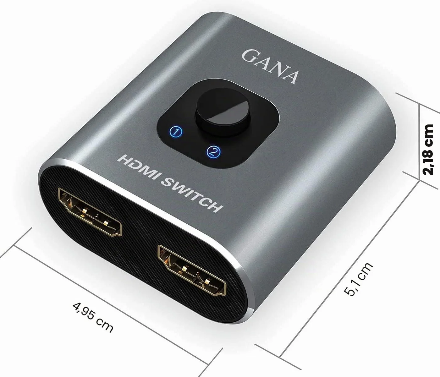 GANA Commutateur HDMI 4K 60Hz Splitter Aluminium Bi-Directionnel 2 Entrées 1 Sortie