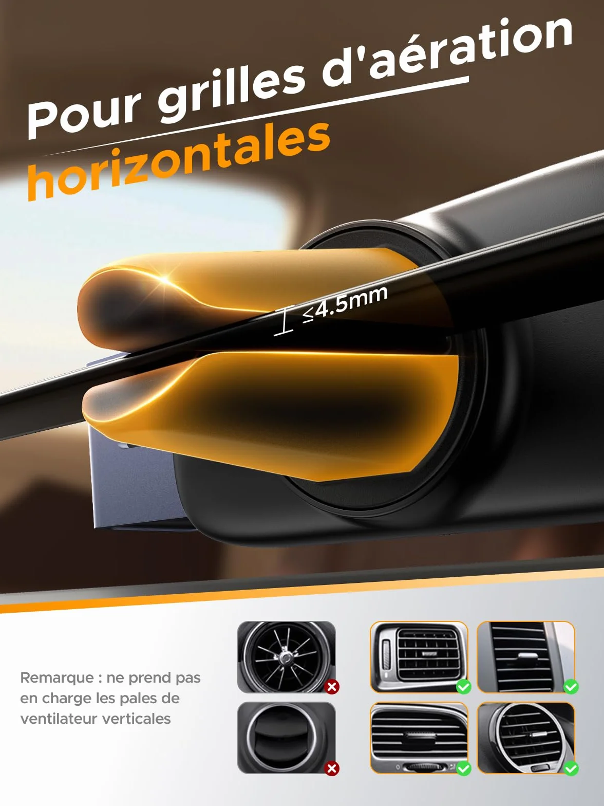 UGREEN Support Téléphone Voiture Gravité Grille Aération Porte Smartphone Voiture Ventilation Accroche Téléphone Auto Compatible avec iPhone 17 Pro Max Air 16 15 14 Galaxy S25 Ultra S24