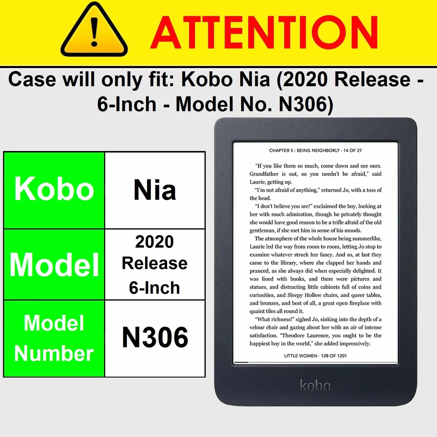 Forefront Cases Étui pour Kobo Nia (Modèle: 2020) - Mince et Léger, Fonction Automatique Veille/Réveil Intelligente Étui, Coque (Housse) de Protection pour Kobo Nia - Noir